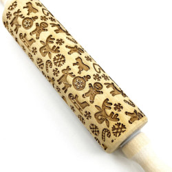 Rouleau à patisserie Bonhomme de Pain d’Epices et motif Noël 35 cm