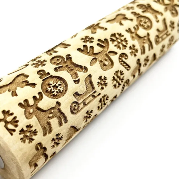 Gingerbread and Christmas motif rolling pin 35 cm
