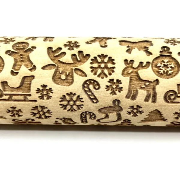 Rouleau à patisserie Bonhomme de Pain d’Epices et motif Noël 35 cm