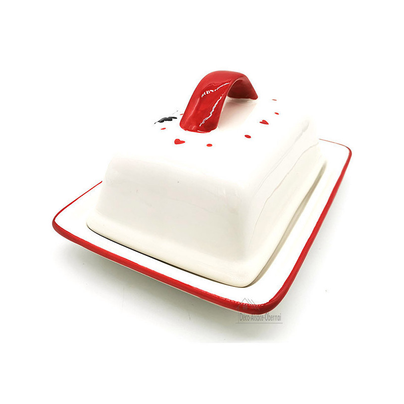 Ceramic Butter Dish Alsace stork design