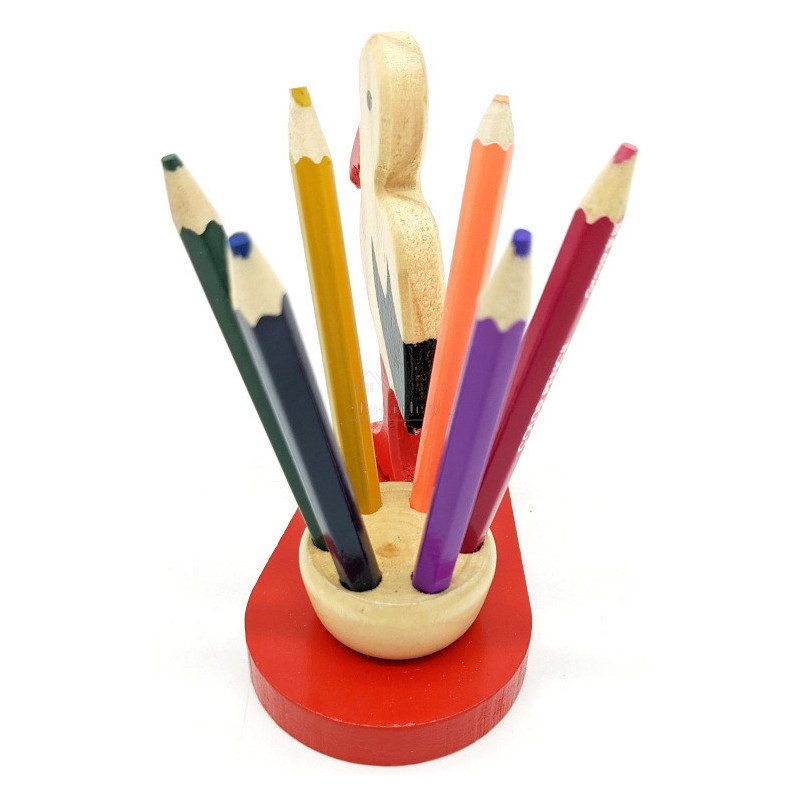 Set de 6 Crayons de papier en Couleurs support Cigogne d'Alsace
