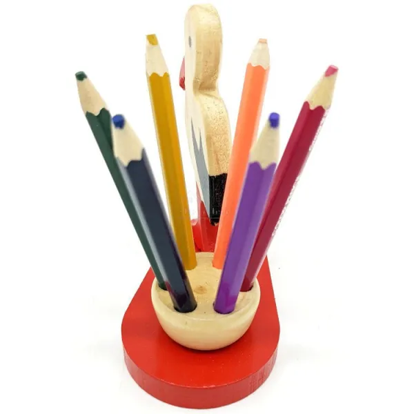 Set de 6 Crayons de papier en Couleurs support Cigogne d'Alsace