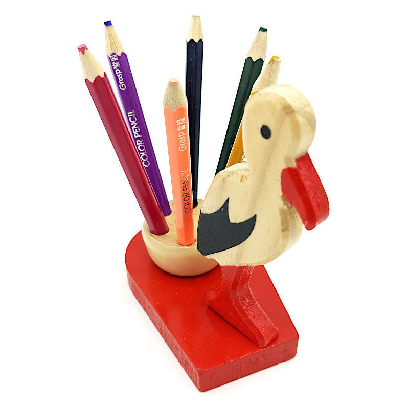 Set de 6 Crayons de papier en Couleurs support Cigogne d'Alsace
