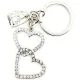 Porte Clé métal double Coeur Alsace avec Strass