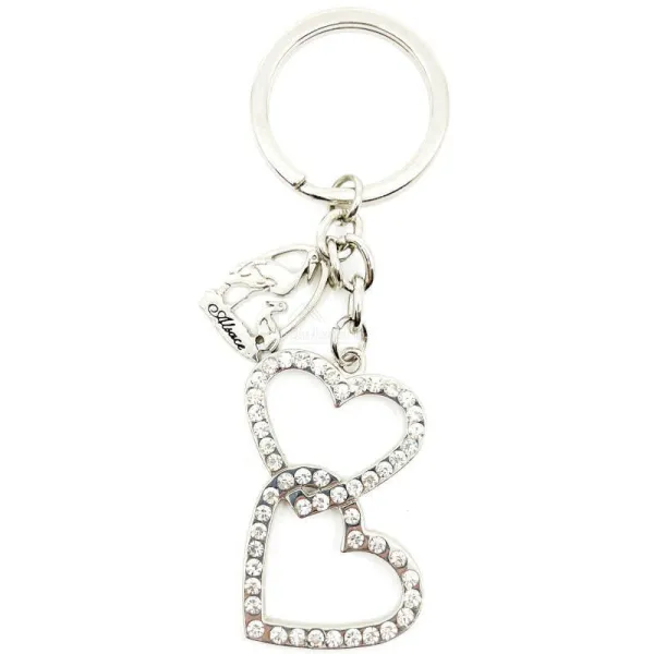 Double metal key ring Heart Alsace with Strass
