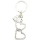 Porte Clé métal double Coeur Alsace avec Strass