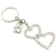 Porte Clé métal double Coeur Alsace avec Strass