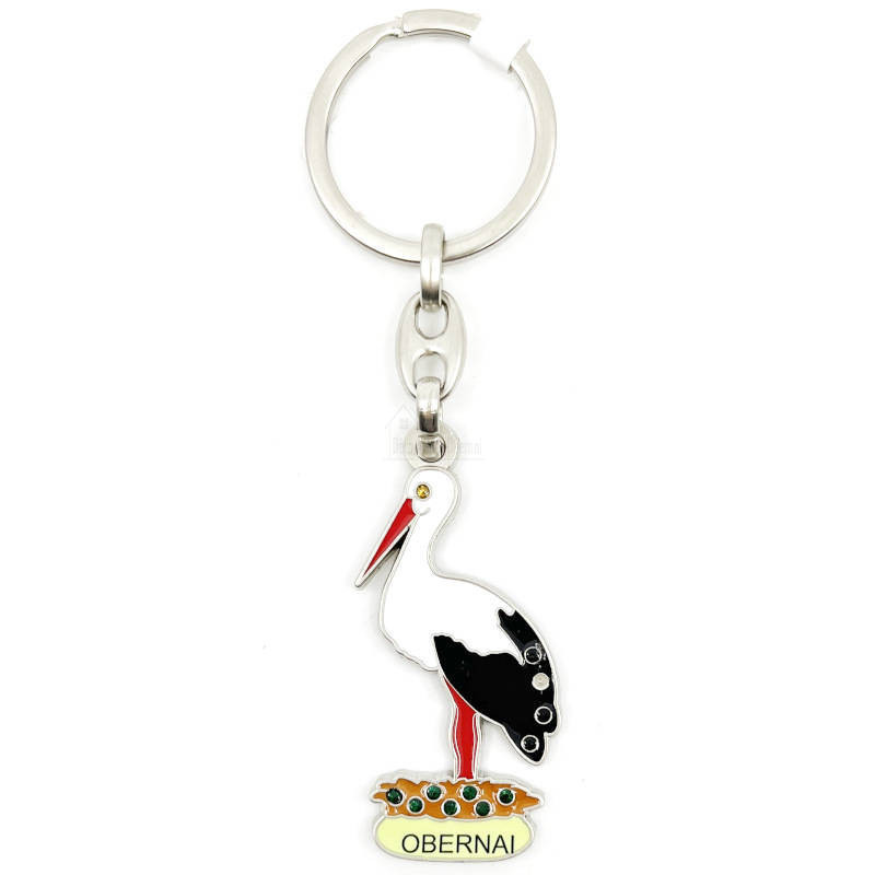 Porte Clé Cigogne d'Obernai avec Strass