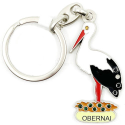Porte Clé Cigogne d'Obernai avec Strass