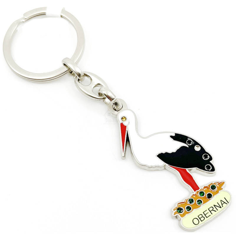 Porte Clé Cigogne d'Obernai avec Strass