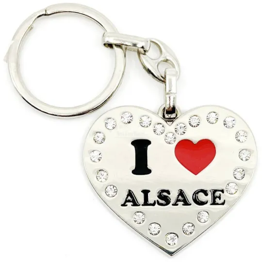 Porte Clé Coeur Brillant Alsace et Strass