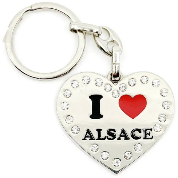 Keyring Heart Glossy Alsace and Strass