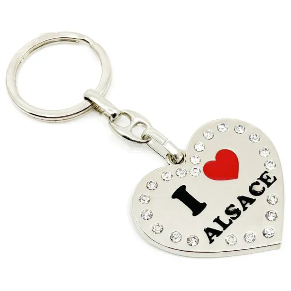 Keyring Heart Glossy Alsace and Strass