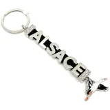 Keyring marked Alsace and Stork with Strass