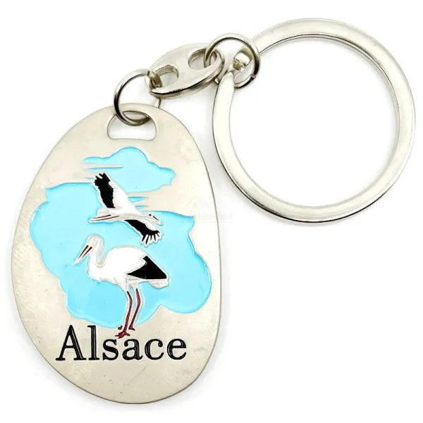 Keyring Duo of Storks of Alsace and Cities of Alsace
