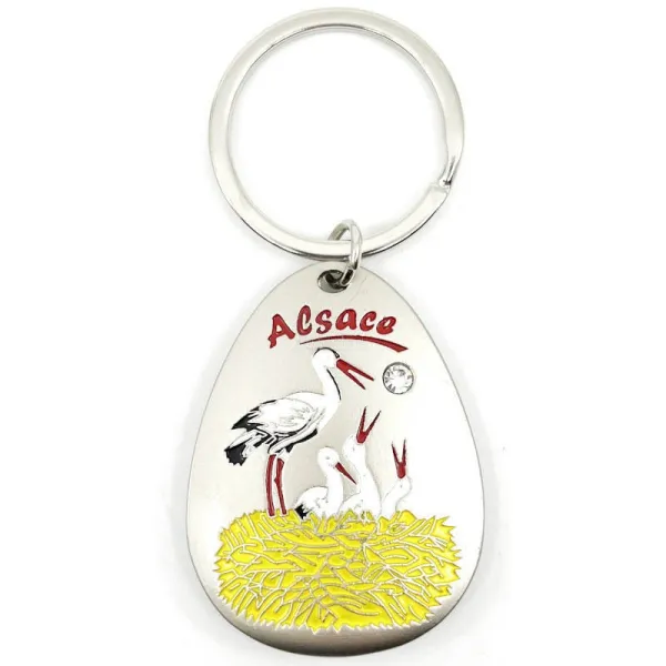 Stork key ring in Colmar nest and Strass