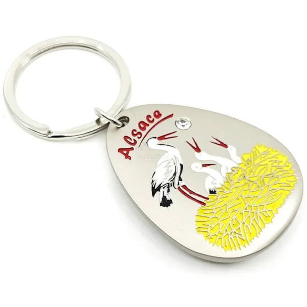 Stork key ring in Colmar nest and Strass