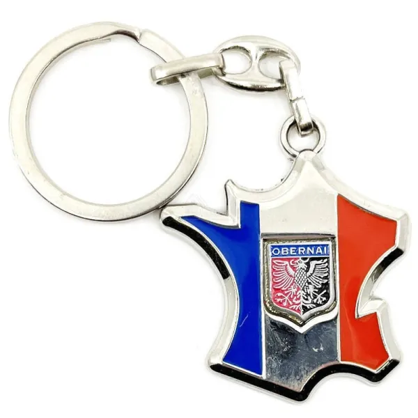 Keyring Carte de France with Obernai crest