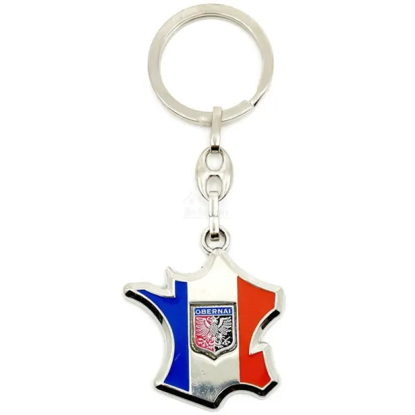 Keyring Carte de France with Obernai crest