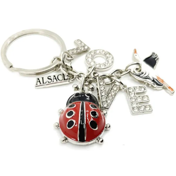 Schlüsselanhänger Love Alsace mit Charms und Strass
