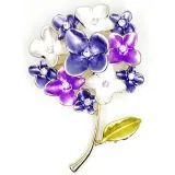 Broche Fantaisie dorée Bourgeons de Fleurs mauves