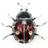 Silver-plated Ladybird Brooch with rhinestones