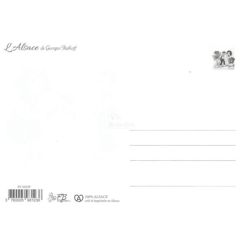 Postkarte Ein Kuckuck im Elsass von Georges Ratkoff