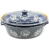 Large Baeckeoffe Terrine Blue of Soufflenheim Heart 47 cm