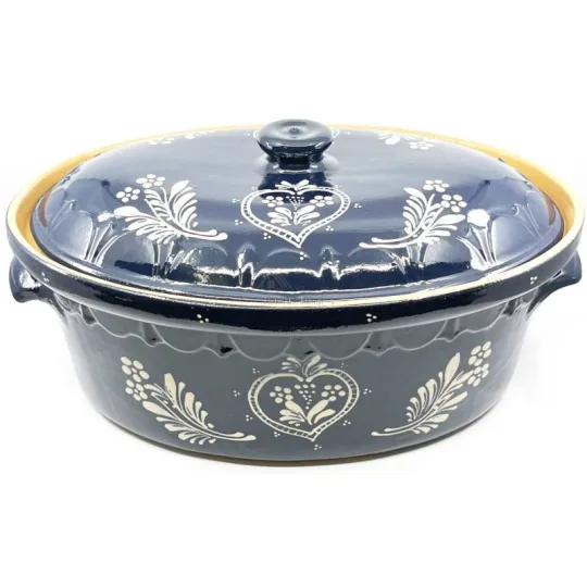Grote Baeckeoffe Terrine Blauw van Soufflenheim Hart 47 cm
