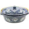 Große Baeckeoffe-Terrine blau von Soufflenheim Herz 47 cm