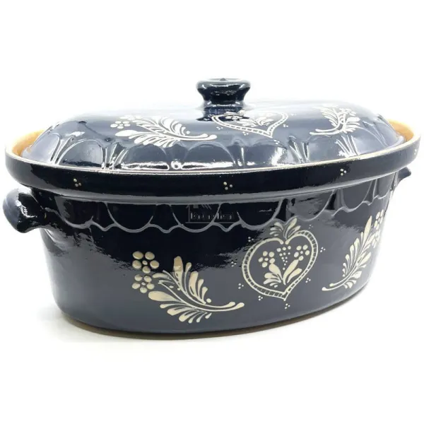 Large Baeckeoffe Terrine Blue of Soufflenheim Heart 47 cm