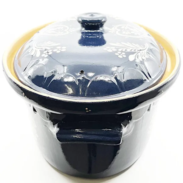 Große Baeckeoffe-Terrine blau von Soufflenheim Herz 47 cm