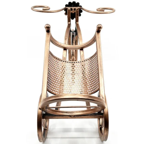 Wine Rack with Bottle and 2 Metal Glasses