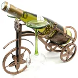 Wine Rack with Bottle and 2 Metal Glasses