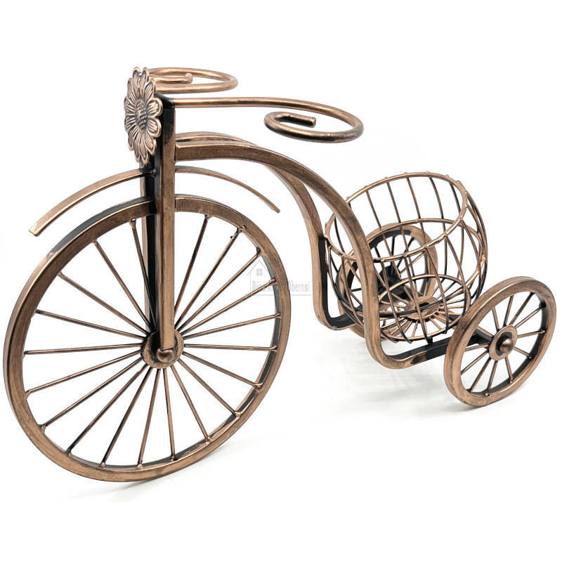 Bicycle Wine Rack with Bottle and 2 Metal Glasses