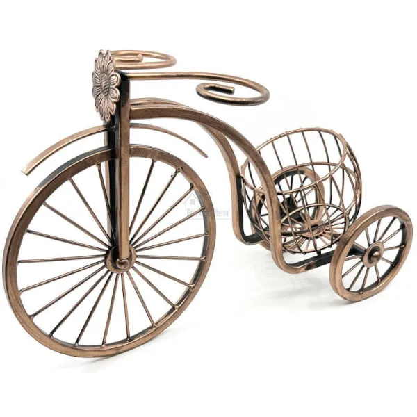 Bicycle Wine Rack with Bottle and 2 Metal Glasses
