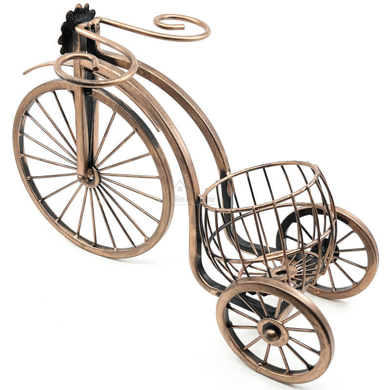 Bicycle Wine Rack with Bottle and 2 Metal Glasses