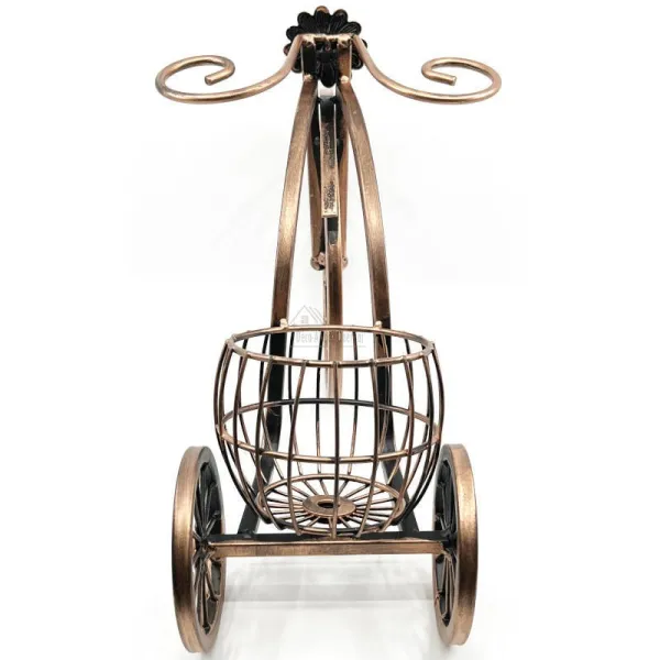 Bicycle Wine Rack with Bottle and 2 Metal Glasses