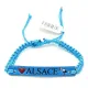 Bracelet coulissant Bleu fantaisie Cuir Alsace Cigogne