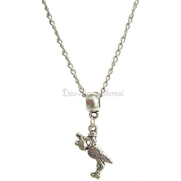 Necklace with Alsatian Stork and Baby Pendant