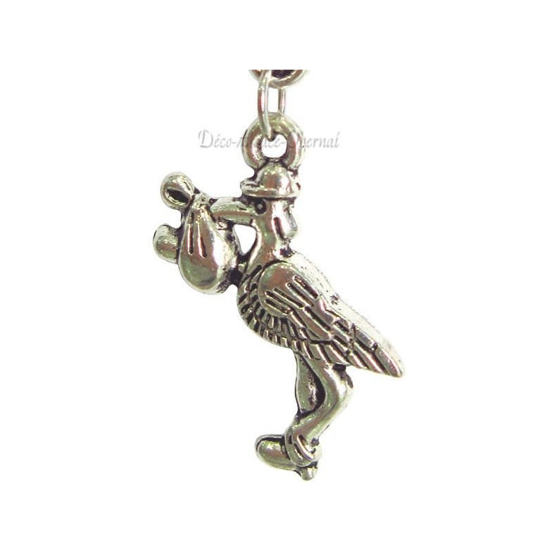 Collier avec Pendentif Cigogne d'Alsace et Bébé