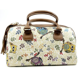 Handtasche mit Pompon und Eulenmotiv