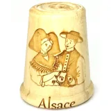 Dé à Coudre Bois gravé Couple d'Alsacien