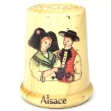 Thimble Silk-screened wood Alsatian couple