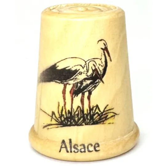 Dé à Coudre Bois sérigraphié Nid de Cigogne