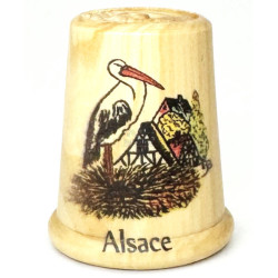 Dé à Coudre Bois sérigraphié Cigogne et Alsace
