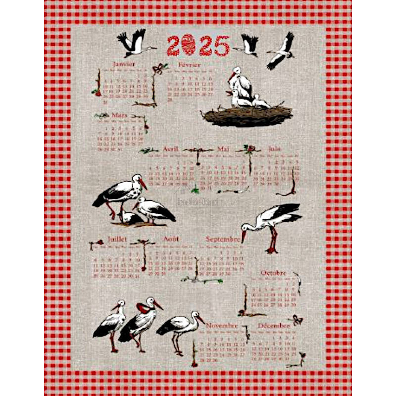 Tea towel Decors calendar Storks 2025