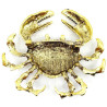 Fancy gold-plated Crab brooch with rhinestones