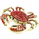 Broche Fantaisie dorée Crabe rouge à Strass