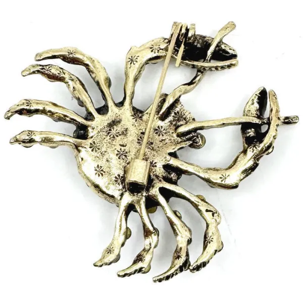 Black Crab with Rhinestones Brooch